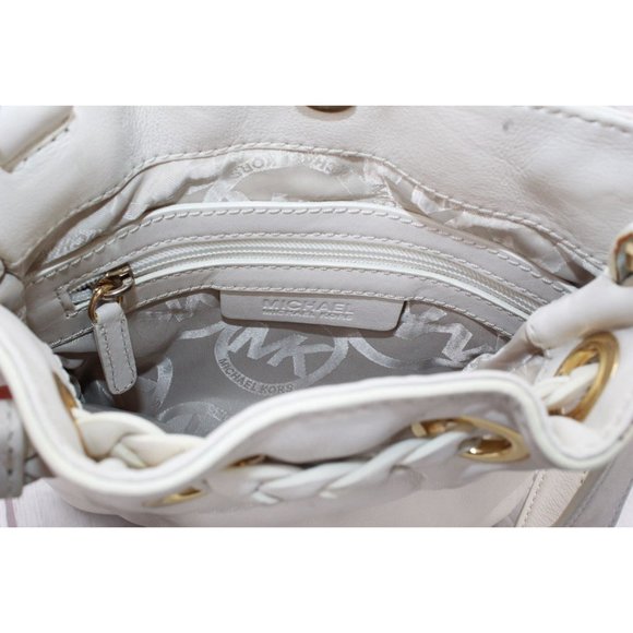 Michael Michael Kors White Soft Leather Braided Grommet Tassel Crossbody - Picture 6 of 9